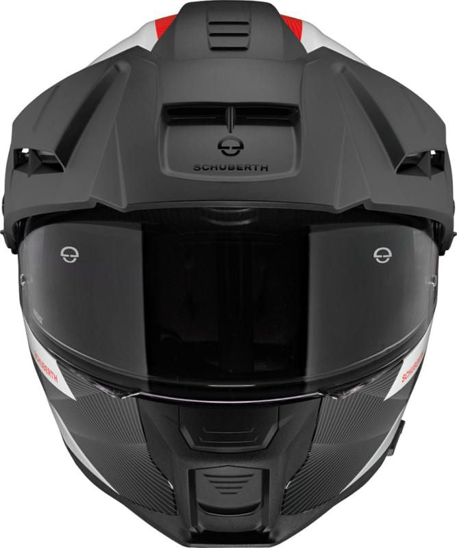 Schuberth E2 Defender Black & White Adventure Flip Front Motorcycle Helmet - New for 2023/2024 - Averys Motorcycles