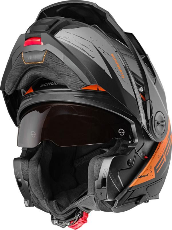 Schuberth E2 Explorer Black & Orange Adventure Flip Front Motorcycle Helmet - New for 2023/2024 - Averys Motorcycles