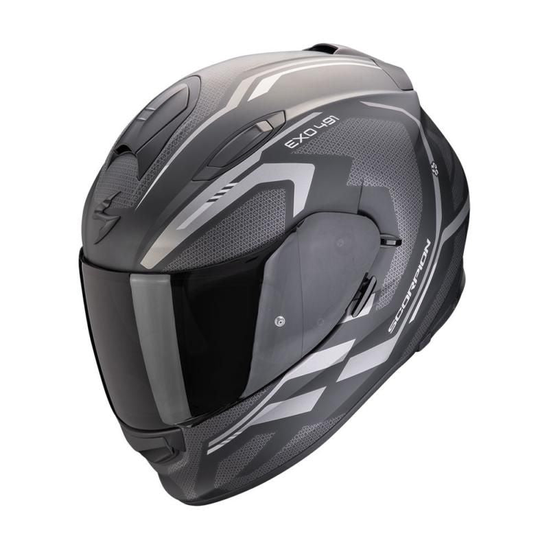 Scorpion Exo 491 Kripta Black & Silver Motorcycle Helmet - New for 2023/2024 - Averys Motorcycles