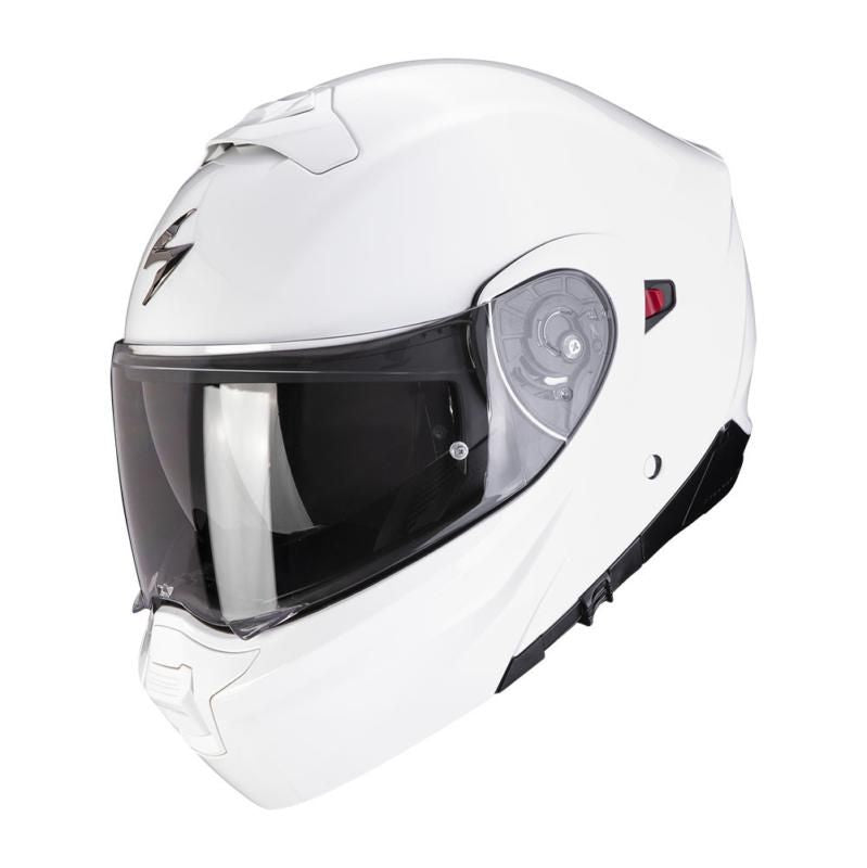 Scorpion Exo 930 Evo Gloss White Modular Flip Front Motorcycle Helmet - New for 2023/2024 - Averys Motorcycles