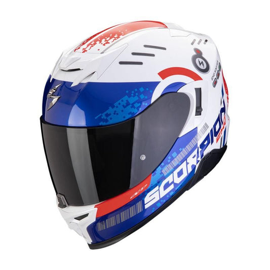 Scorpion Exo 520 Evo Titan White & Blue Motorcycle Helmet - New for 2023/2024 - Averys Motorcycles