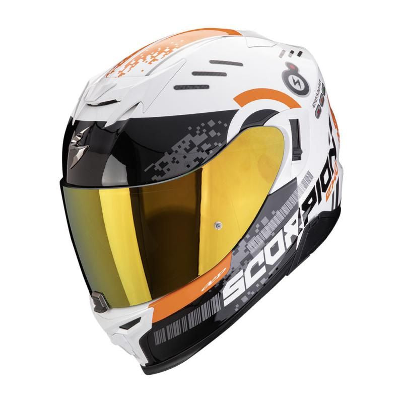 Scorpion Exo 520 Evo Titan White & Orange Motorcycle Helmet - New for 2023/2024 - Averys Motorcycles